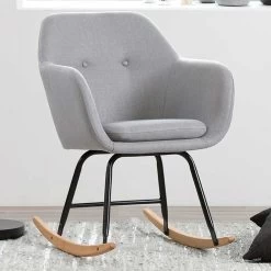 Schommelstoel Hermeline In Stof - Lichtgrijs