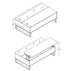 Salontafel Izzy 110cm - Eik/zwart -Songmics Winkel 0000074541 6 7372