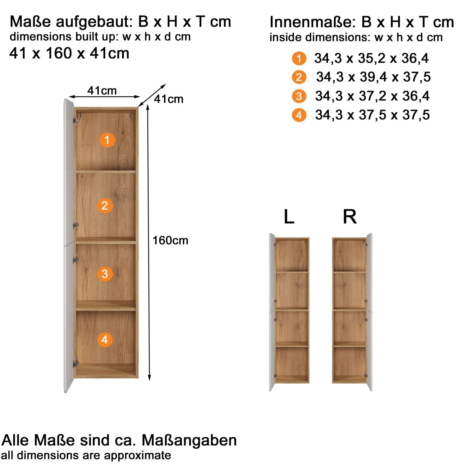 Hangkast Sirion | 41 X 41 X 160 Cm | Nox Oak-design 5 Hangkast Sirion | 41 X 41 X 160 Cm | Nox Oak-design - Afbeelding 3