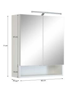 Spiegelkast Ricca 60cm 2 Deuren - Wit -Songmics Winkel 040.1.2034 5 b315