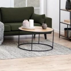 Salontafel Dover Ø80 - Zwart/wilde Eik