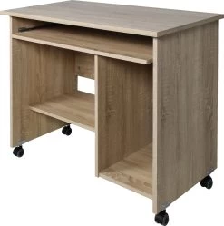 Bureau Benji Met Wieltjes 90cm - Eik -Songmics Winkel 0486 156 pe b cut 5c06