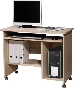 Bureau Benji Met Wieltjes 90cm - Eik -Songmics Winkel 0486 156 pe dek a cut 295e