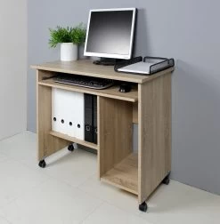 Bureau Benji Met Wieltjes 90cm - Eik -Songmics Winkel 0486 156 pe dek b 468c