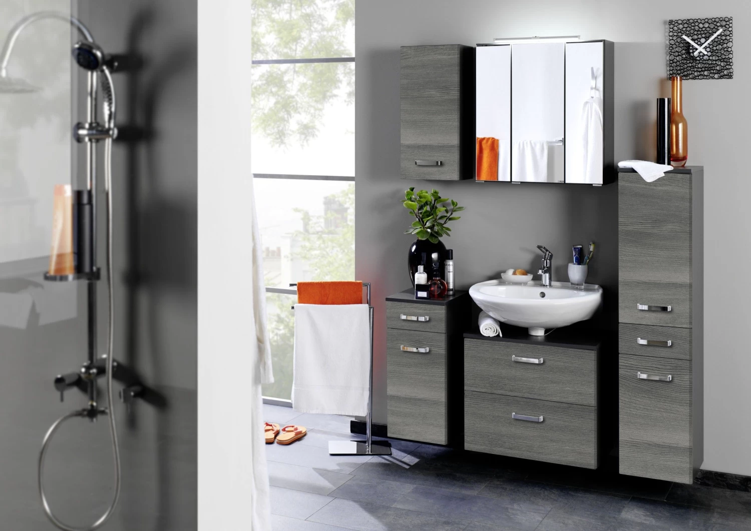 Wastafelonderkast Bobbi 70cm 1 Deur En 1 Lade - Grafiet/grijze Eik 5 Wastafelonderkast Bobbi 70cm 1 Deur En 1 Lade - Grafiet/grijze Eik - Afbeelding 3