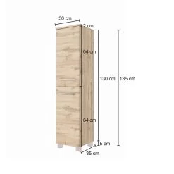 Kolomkast Sefa 30cm 2 Deuren - Eik/wit -Songmics Winkel 058.1.3193 5 ea0c