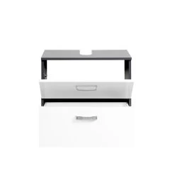 Wastafelonderkast Bobbi 60cm 1 Deur En 1 Softclose Lade - Grafiet/hoogglans Wit -Songmics Winkel 088.1.2134 2 6af5