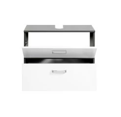 Wastafelonderkast Bobbi 70cm 1 Deur En 1 Softclose Lade - Grafiet/hoogglans Wit -Songmics Winkel 089.1.2134 2 9cda