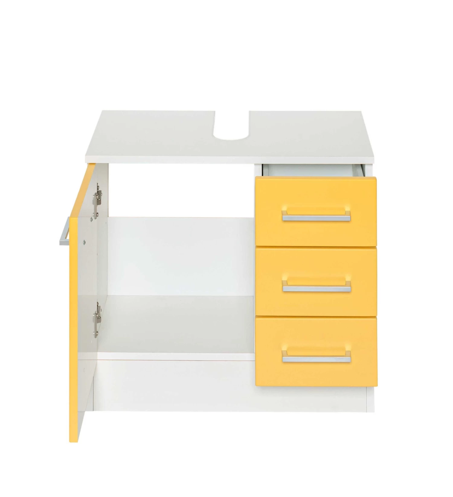 Wastafelonderkast Ricca 60cm 1 Deur & 3 Lades - Wit/geel 10 Wastafelonderkast Ricca 60cm 1 Deur & 3 Lades - Wit/geel - Afbeelding 8