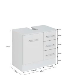 Wastafelonderkast Ricca 60cm 1 Deur & 3 Lades - Wit/geel 24 Wastafelonderkast Ricca 60cm 1 Deur & 3 Lades - Wit/geel -Songmics Winkel 091.2033 5 00f9