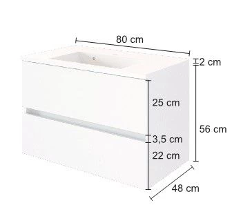 Wastafelmeubel Brama 80cm 2 Lades - Grafiet/mat Grijs 6 Wastafelmeubel Brama 80cm 2 Lades - Grafiet/mat Grijs - Afbeelding 4