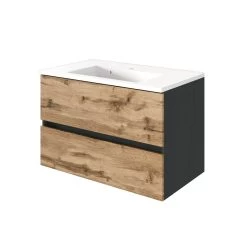 Badkamercombinatie Luna 2-delig 80cm - Grafiet/eik -Songmics Winkel 098.1.3183 1 c780