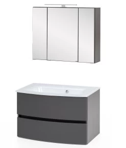 Badkamercombinatie Kornel 1 2-delig Met Witte Wastafel - Grafietgrijs -Songmics Winkel 1010.3165 1 872b