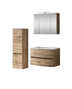 Badkamercombinatie Kornel 3 3-delig Met Witte Wastafel - Eik -Songmics Winkel 1011.3166 1 678d