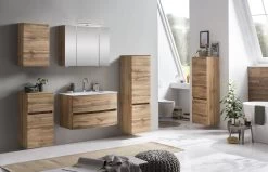 Badkamercombinatie Kornel 3 3-delig Met Witte Wastafel - Eik -Songmics Winkel 1011.3166 3a 3e8f