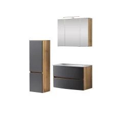 Badkamercombinatie Kornel 3 3-delig Met Witte Wastafel - Eik/matgrijs -Songmics Winkel 1011.3182 1 9d29