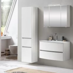 Badkamercombinatie Kornel 5 3-delig Met Witte Wastafel - Wit