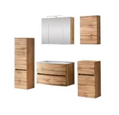 Badkamercombinatie Kornel 11 5-delig Met Witte Wastafel - Eik -Songmics Winkel 1015.3166 1 f447