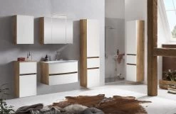 Badkamercombinatie Kornel 13 5-delig Met Witte Wastafel - Eik/matwit -Songmics Winkel 1016.1.3181 3 6a0f