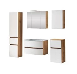 Badkamercombinatie Kornel 13 5-delig Met Witte Wastafel - Eik/matwit -Songmics Winkel 1016.3181 1 3948