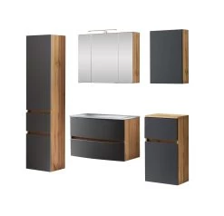 Badkamercombinatie Kornel 13 5-delig Met Witte Wastafel - Eik/matgrijs -Songmics Winkel 1016.318 1 1fd5