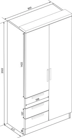 Kledingkast Ramos 80cm Met 2 Deuren & 3 Laden - Eik -Songmics Winkel 1017BLANCO 1017CEREZO 1017MOLINA 1017ROBLE 1017WENGUE 300 a21e