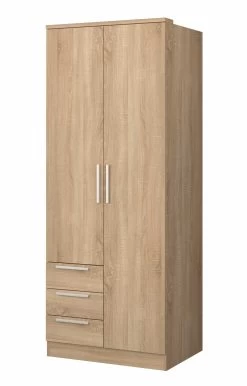 Kledingkast Ramos 80cm Met 2 Deuren & 3 Laden - Eik -Songmics Winkel 1017ROBLE 100 f183