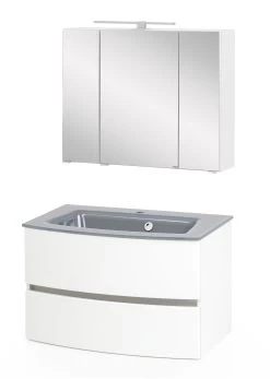 Badkamercombinatie Kornel 2 2-delig Met Grijze Wastafel - Wit -Songmics Winkel 1020.3164 4 2cee