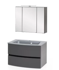 Badkamercombinatie Kornel 2 2-delig Met Grijze Wastafel - Grafietgrijs -Songmics Winkel 1020.3165 1 f3e2