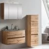 Badkamercombinatie Kornel 4 3-delig Met Grijze Wastafel - Eik
