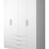 Kledingkast Ramos 160cm Met 4 Deuren & 3 Laden - Wit