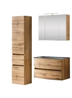 Badkamercombinatie Kornel 5 3-delig Met Grijze Wastafel - Eik -Songmics Winkel 1022.3166 1 6484