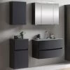 Badkamercombinatie Kornel 8 4-delig Met Grijze Wastafel - Grafietgrijs