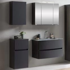Badkamercombinatie Kornel 8 4-delig Met Grijze Wastafel - Grafietgrijs