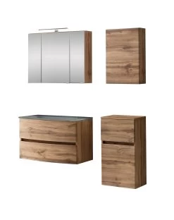 Badkamercombinatie Kornel 8 4-delig Met Grijze Wastafel - Eik -Songmics Winkel 1023.3166 1 a9d9