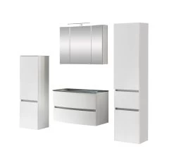 Badkamercombinatie Kornel 10 4-delig Met Grijze Wastafel - Wit -Songmics Winkel 1024.3164 1 7715