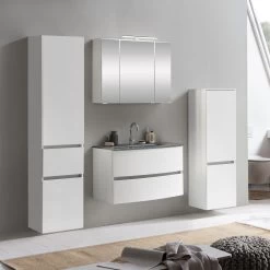 Badkamercombinatie Kornel 10 4-delig Met Grijze Wastafel - Wit