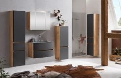 Badkamercombinatie Kornel 10 4-delig Met Grijze Wastafel - Eik/matgrijs -Songmics Winkel 1024.3182 3 dc85