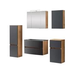 Badkamercombinatie Kornel 12 5-delig Met Grijze Wastafel - Eik/matgrijs -Songmics Winkel 1025.3182 1 d7e7