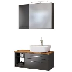 Badkamercombinatie Dasa 14 Rechts - Grafiet/mat Grijs