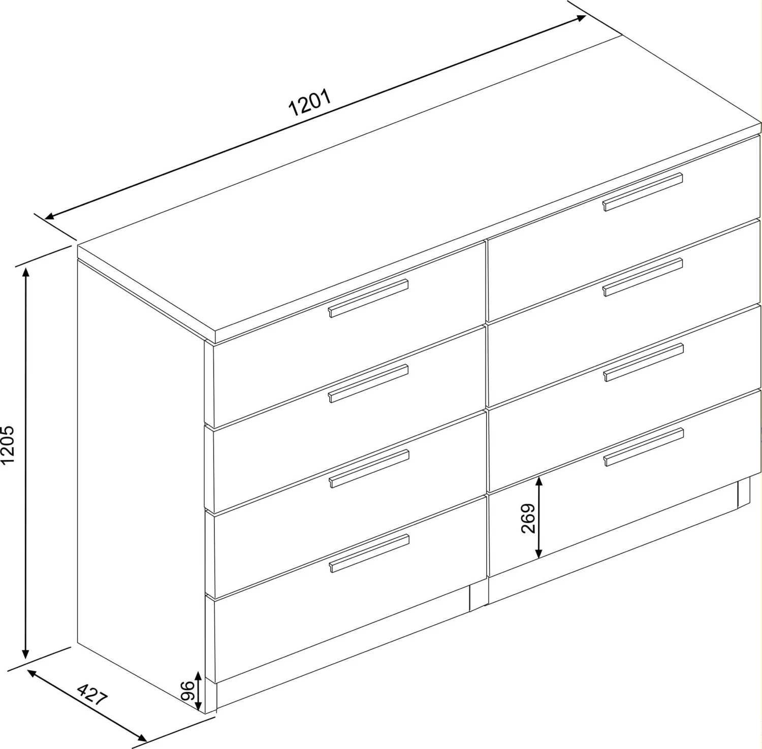 Commode Ramos 8 Laden - Wit 5 Commode Ramos 8 Laden - Wit - Afbeelding 3