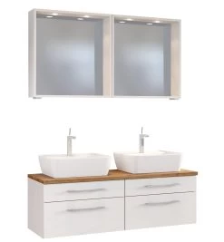 Dubbel Wastafelmeubel Met Spiegel Dasa 120cm 4 Lades - Wit -Songmics Winkel 1039.3167 e384