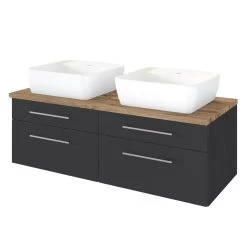 Wastafelmeubel Dasa 120cm Met 4 Lades - Grafiet/mat Grijs