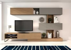 Tv-meubel Judith 270cm 4 Deuren - Grijs/ Eik Decor -Songmics Winkel 1051 000 980b