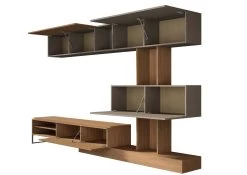 Tv-meubel Judith 270cm 4 Deuren - Grijs/ Eik Decor -Songmics Winkel 1051 150 946d