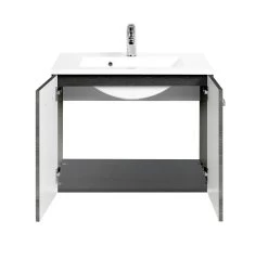 Wastafelmeubel Bobbi 70cm 2 Deuren - Grafiet/eik -Songmics Winkel 109.1.2163 2 0162