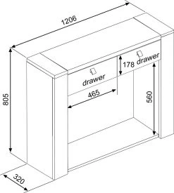 Sidetable Iris 120cm Met 2 Lades - Grijs Beton -Songmics Winkel 1115 300 3b67