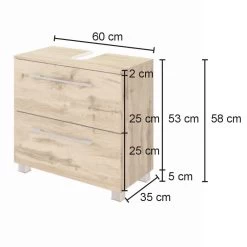 Wastafelonderkast Sefa 60cm 1 Deur & 1 Lade - Wotan Eik -Songmics Winkel 113.1.3194 5 0345