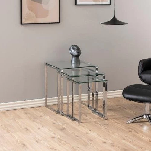 Set Van 3 Bijzettafels Nicola - Grijs 3 Set Van 3 Bijzettafels Nicola - Grijs