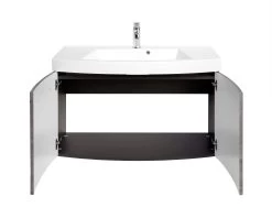 Wastafelmeubel Florent Gebogen 100cm 2 Deuren - Grafiet/grijze Eik -Songmics Winkel 138.1.3100 2 fb3e